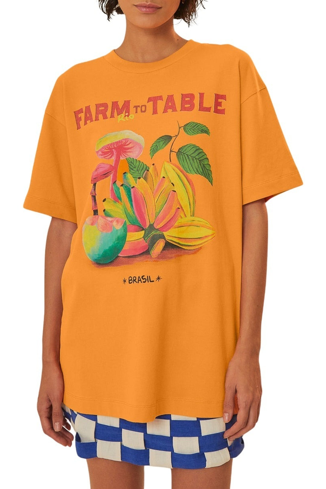 T-shirt décontracté de la ferme à la table en coton - Orange