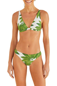 Haut de bikini triangle Palm Fan - Vert