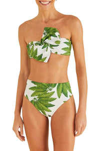 Bas de bikini taille haute Palm Fan - Vert