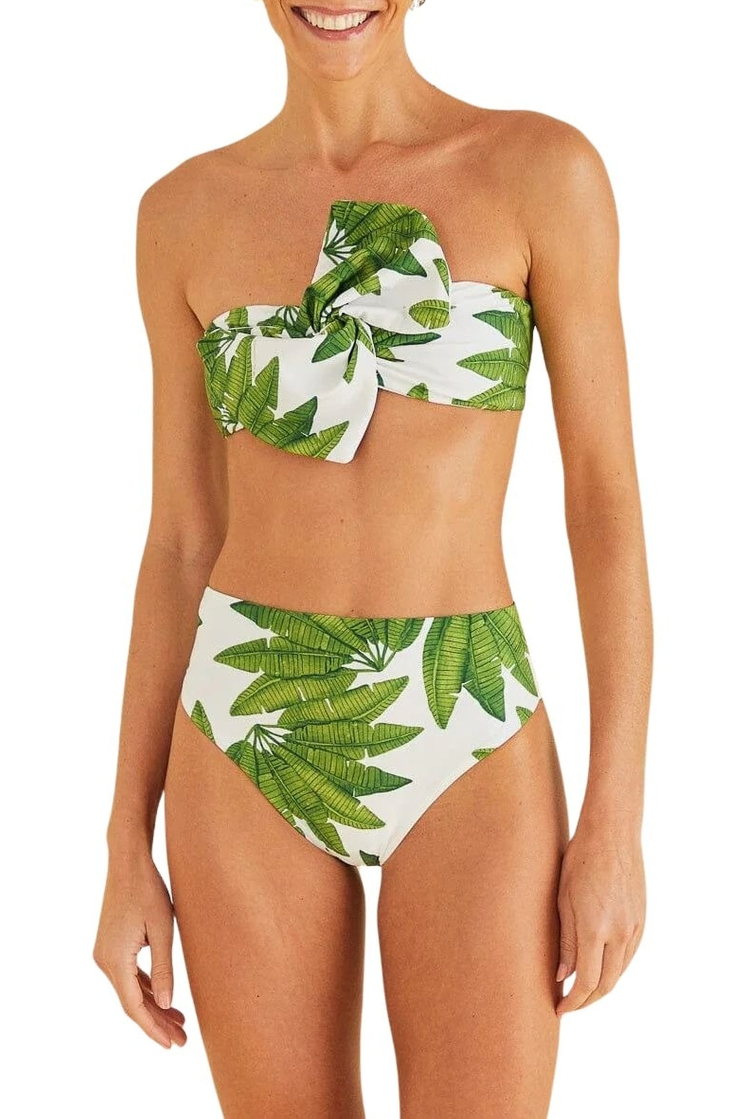 Bas de bikini taille haute Palm Fan - Vert