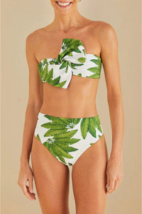 Bas de bikini taille haute Palm Fan - Vert