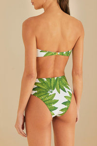 Bas de bikini taille haute Palm Fan - Vert