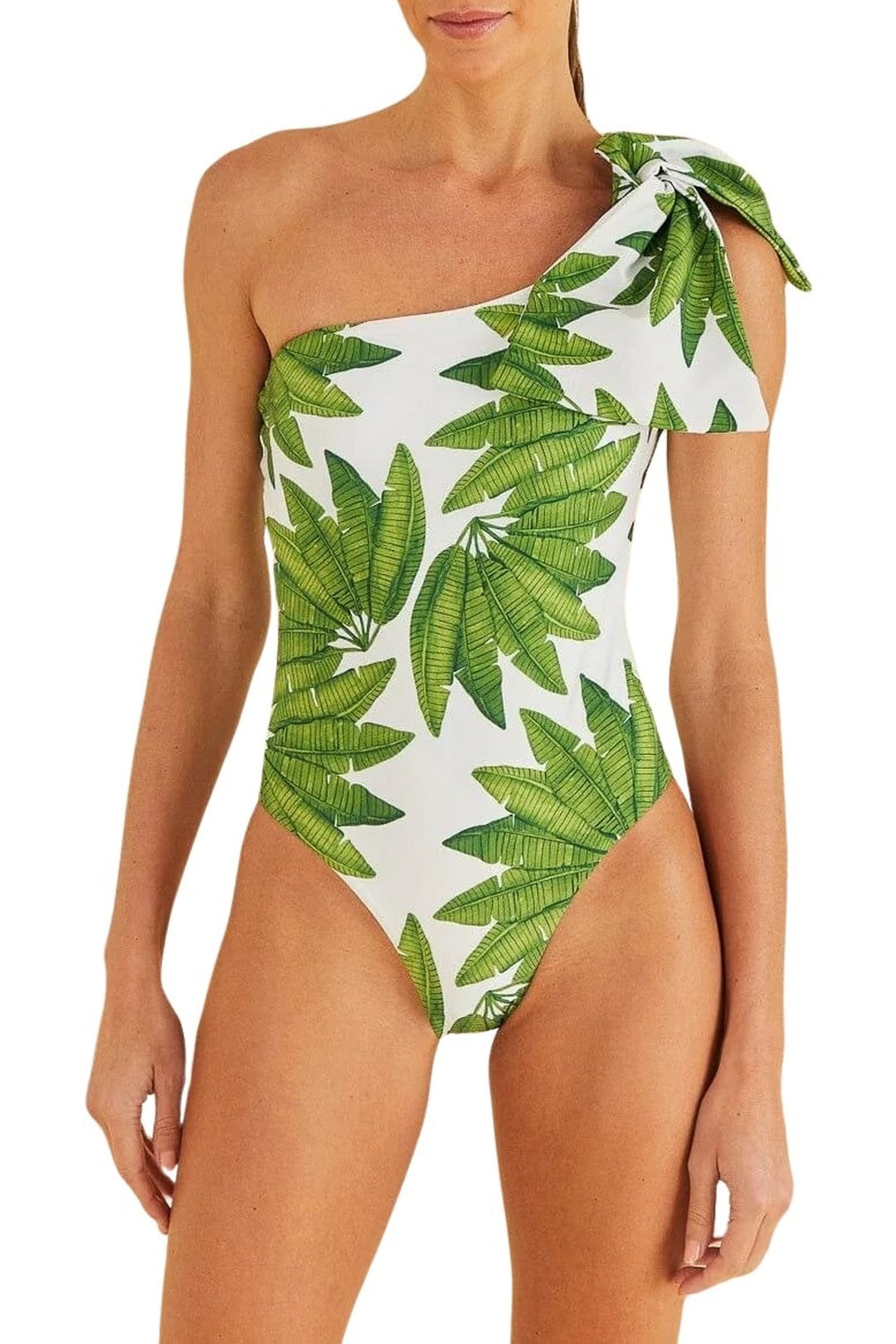 Maillot de bain une pièce asymétrique Palm Fan - Vert