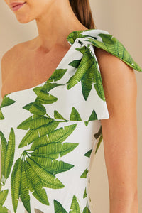Maillot de bain une pièce asymétrique Palm Fan - Vert