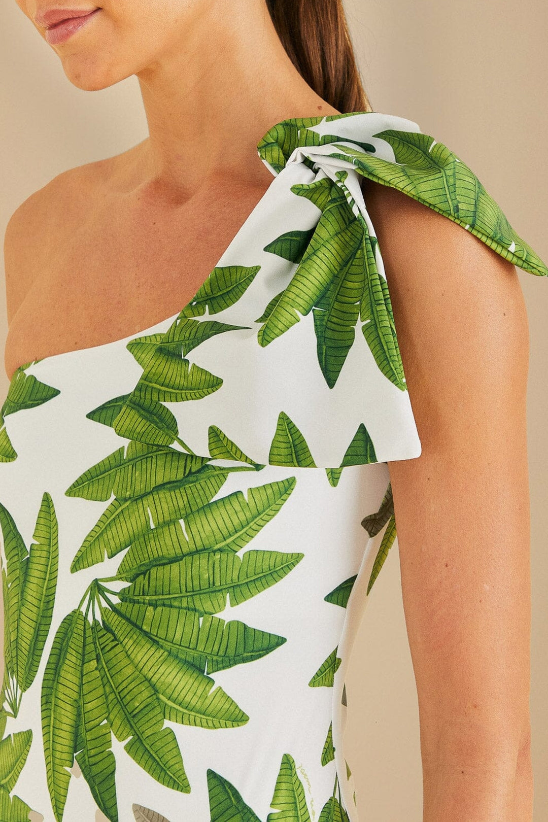 Maillot de bain une pièce asymétrique Palm Fan - Vert