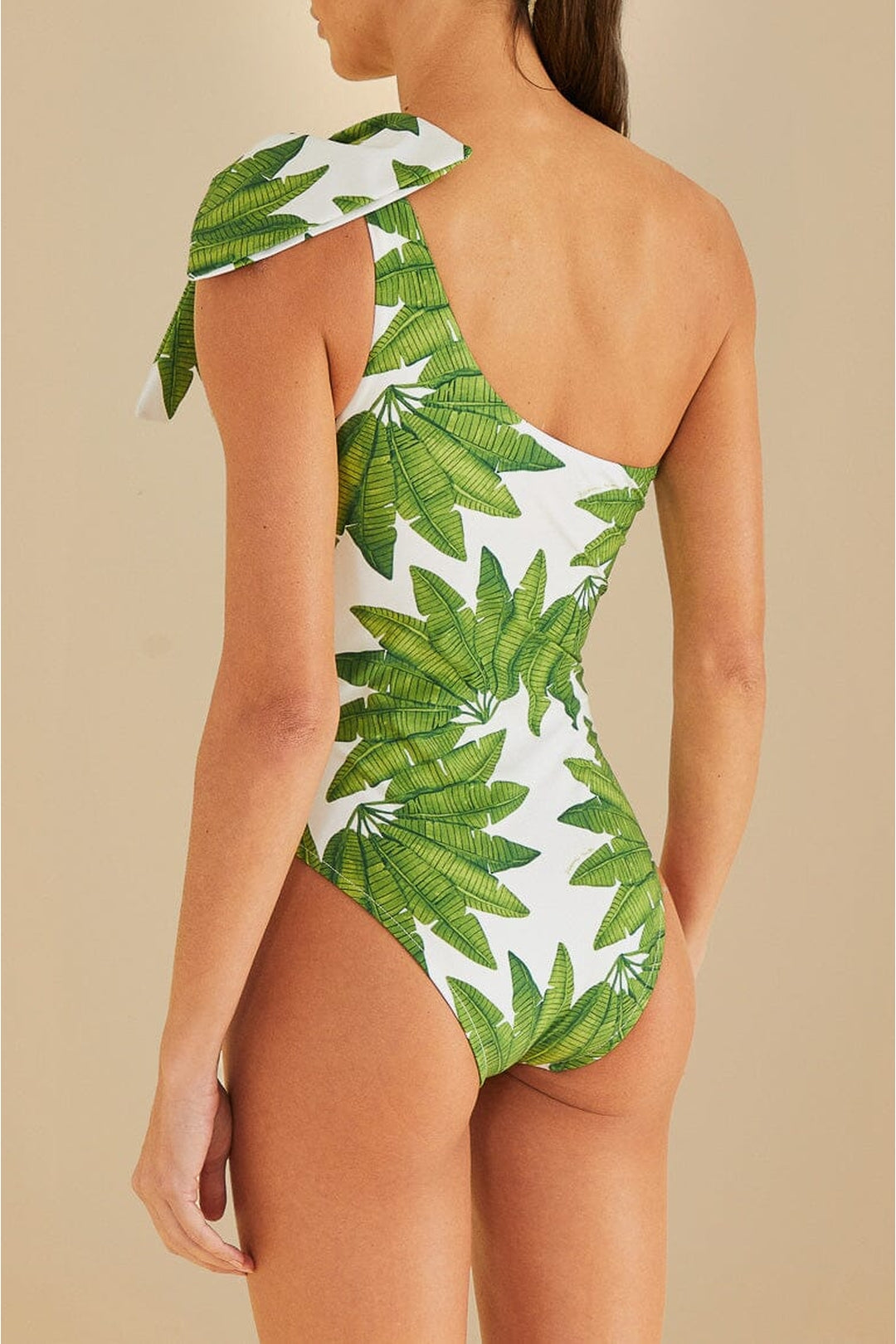 Maillot de bain une pièce asymétrique Palm Fan - Vert