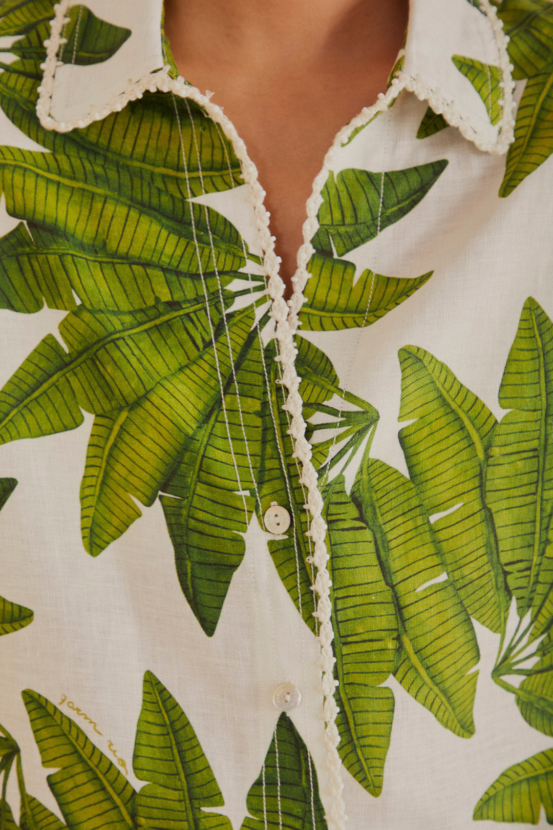 Chemise Palm Fan en lin - Vert