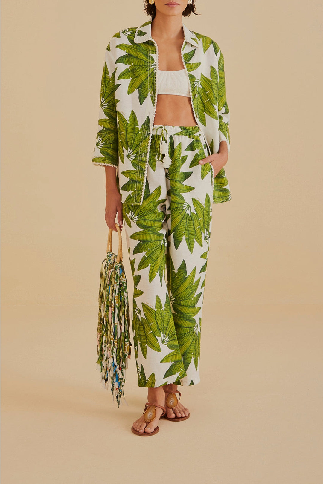 Chemise Palm Fan en lin - Vert