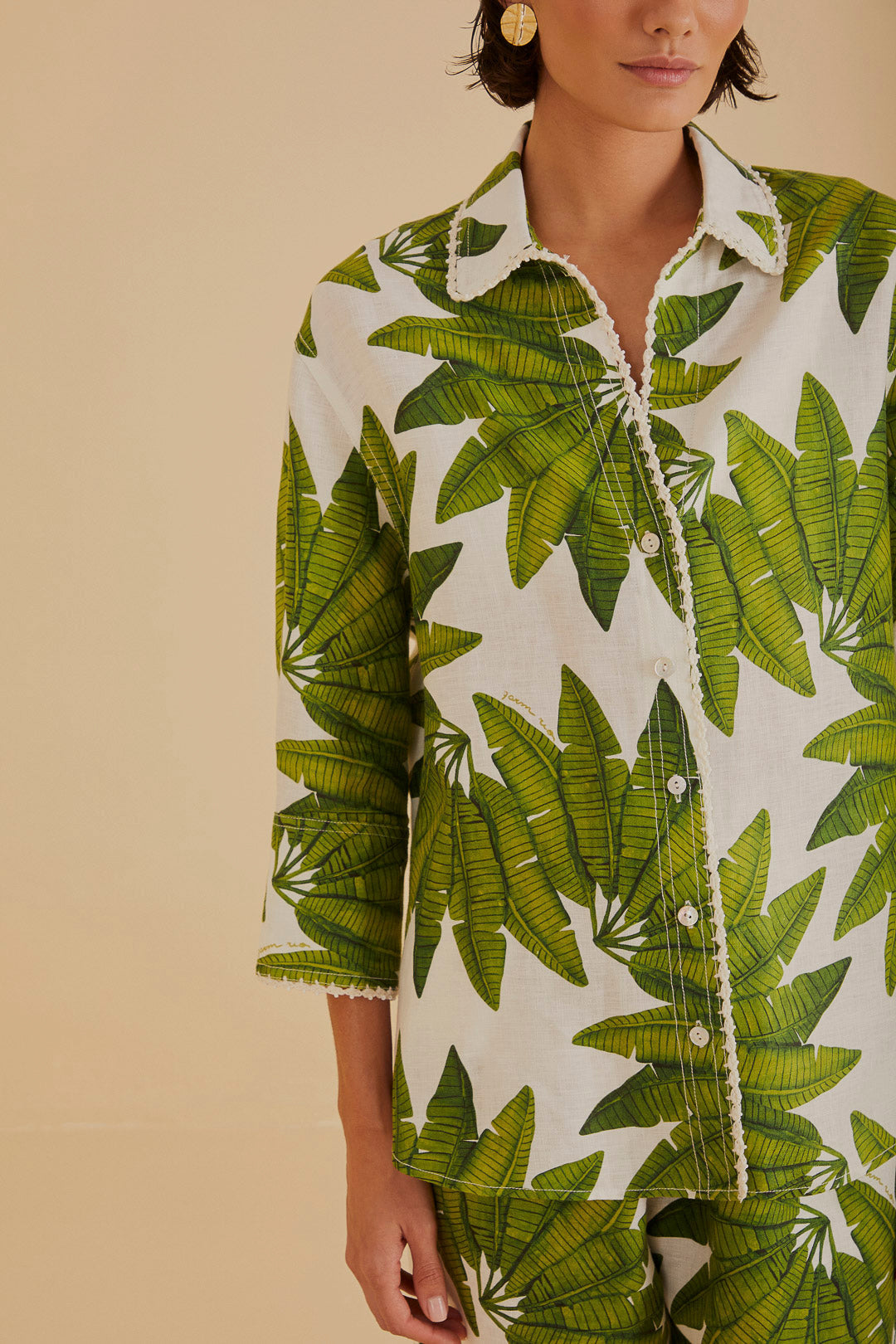 Chemise Palm Fan en lin - Vert