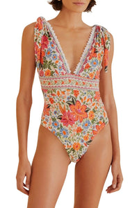 Maillot de bain une pièce Bloom Garden - Orange