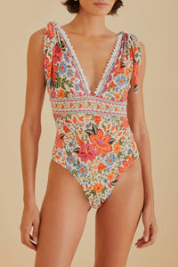 Maillot de bain une pièce Bloom Garden - Orange