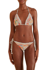 Haut de bikini triangle Bloom Garden - Blanc
