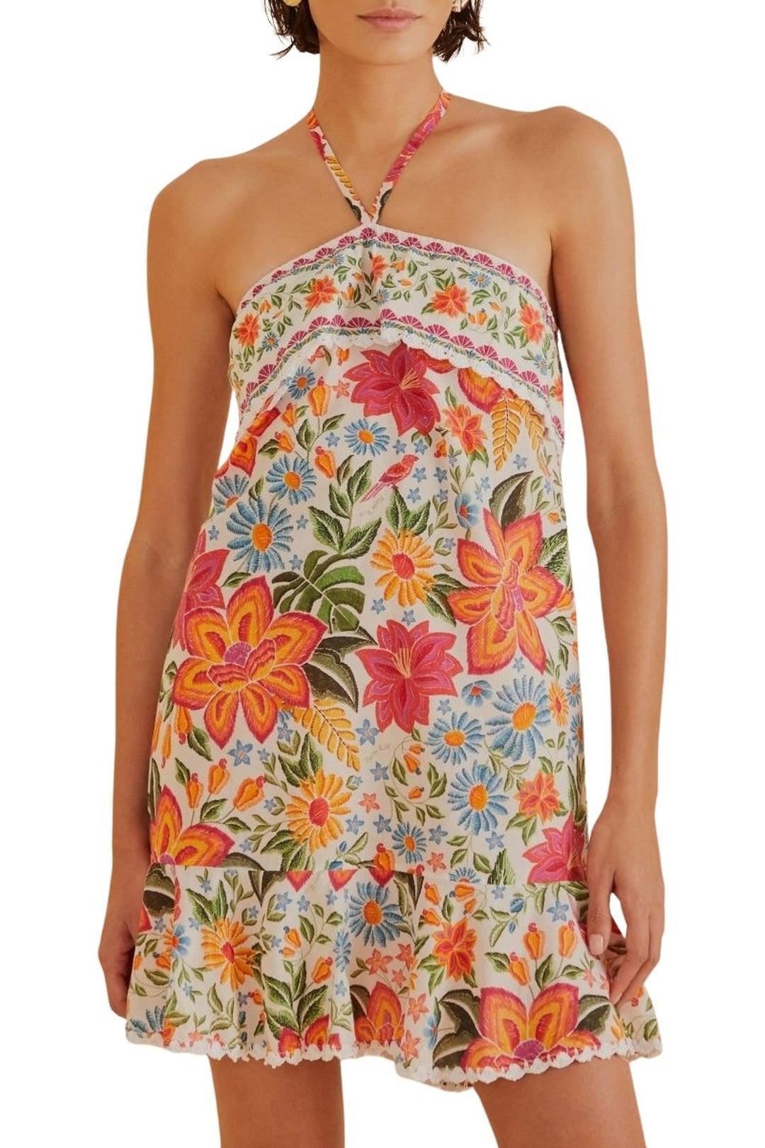 Robe courte Bloom Garden en coton - Orange