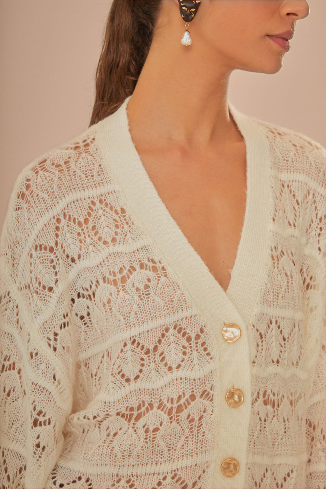 Cardigan texturée en maille - Blanc