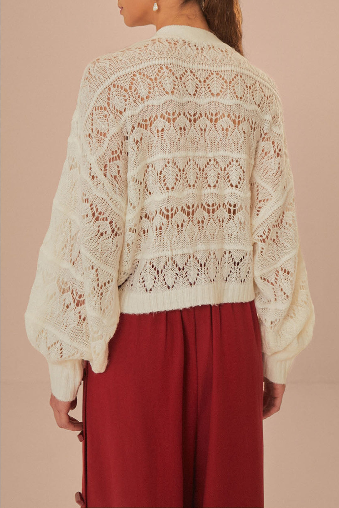Cardigan texturée en maille - Blanc