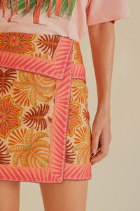 Jupe Palm Scarf en coton - Rose