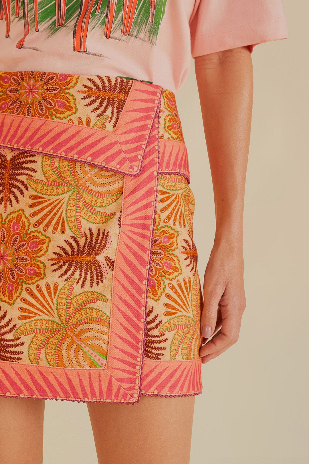 Jupe Palm Scarf en coton - Rose
