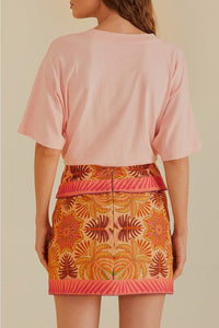 Jupe Palm Scarf en coton - Rose