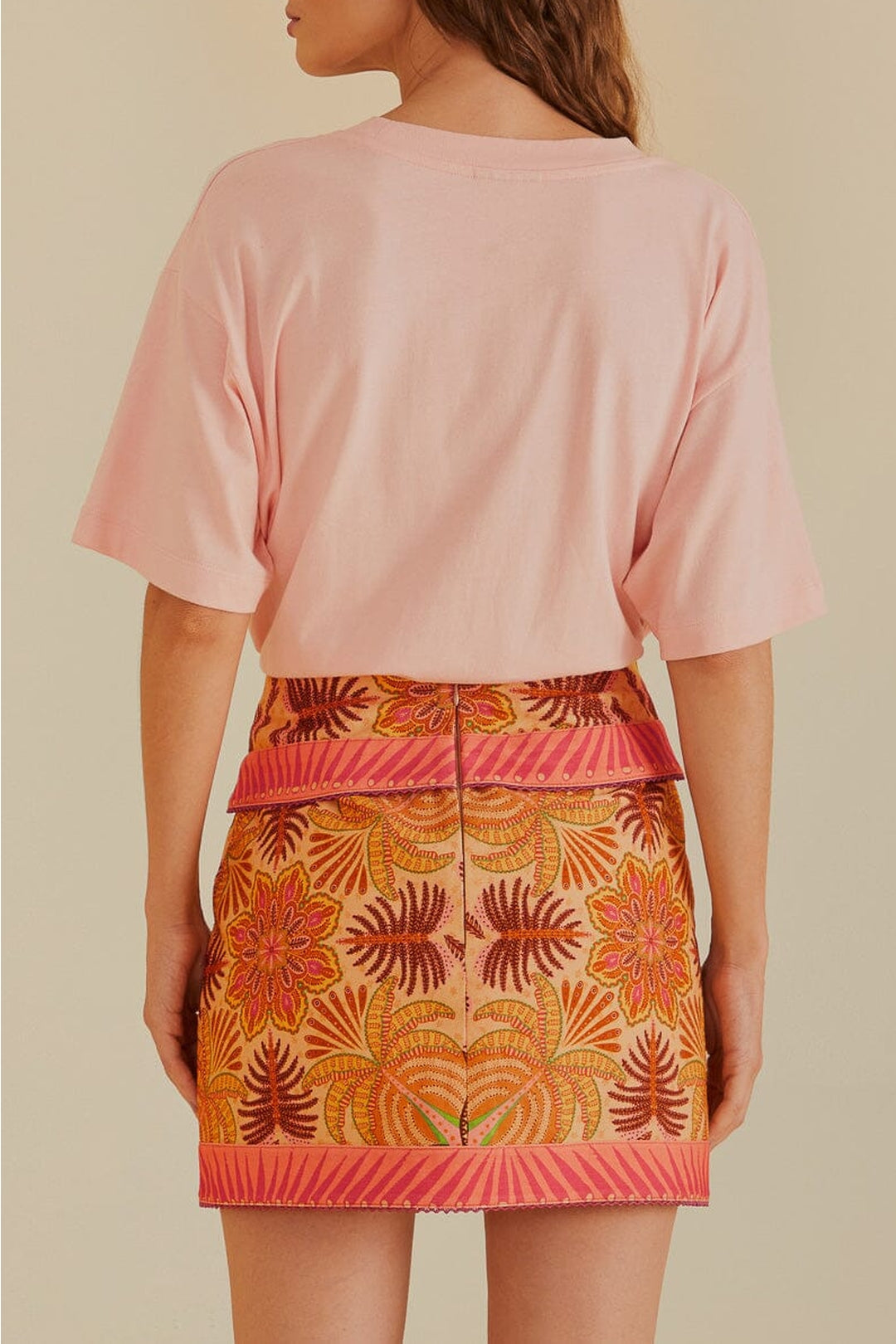 Jupe Palm Scarf en coton - Rose