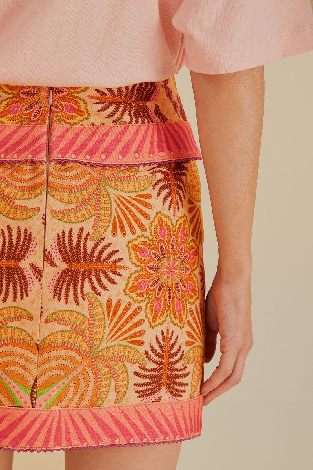 Jupe Palm Scarf en coton - Rose