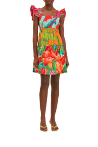 Robe courte Foliage en coton - Multicolore