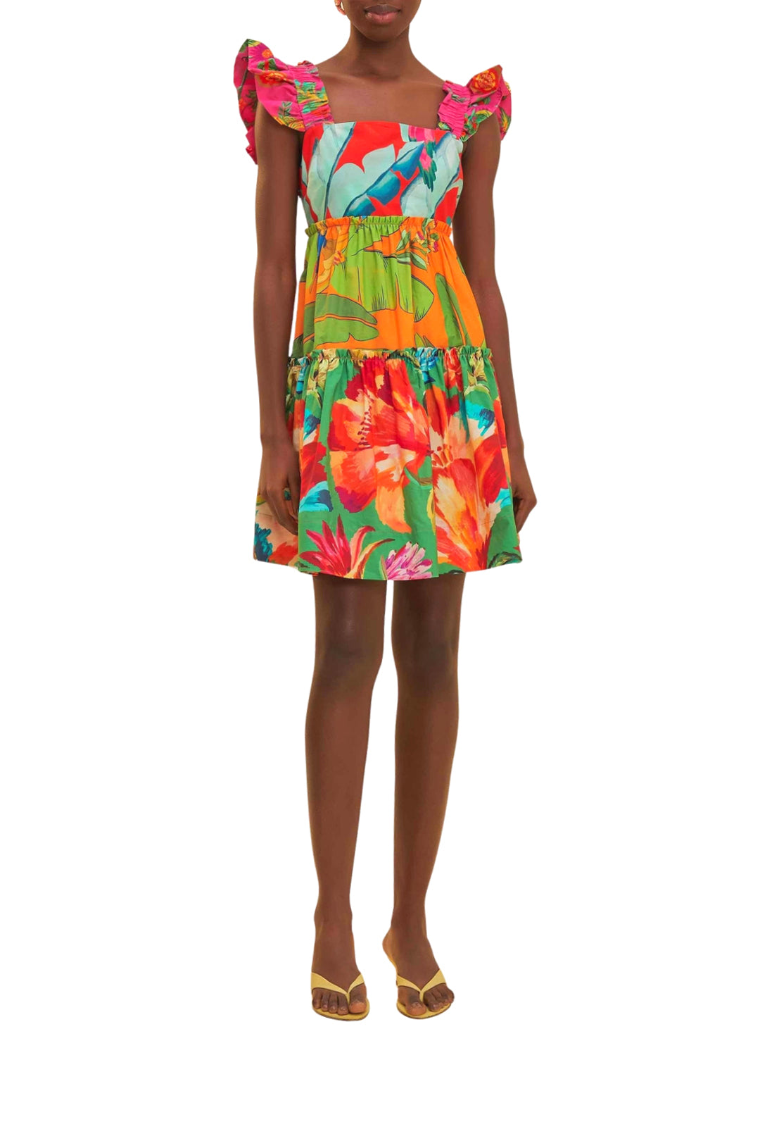 Robe courte Foliage en coton - Multicolore