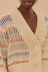 Cardigan Bold Stitch à motif - Beige