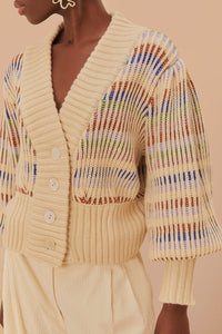 Cardigan Bold Stitch à motif - Beige