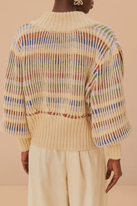Cardigan Bold Stitch à motif - Beige