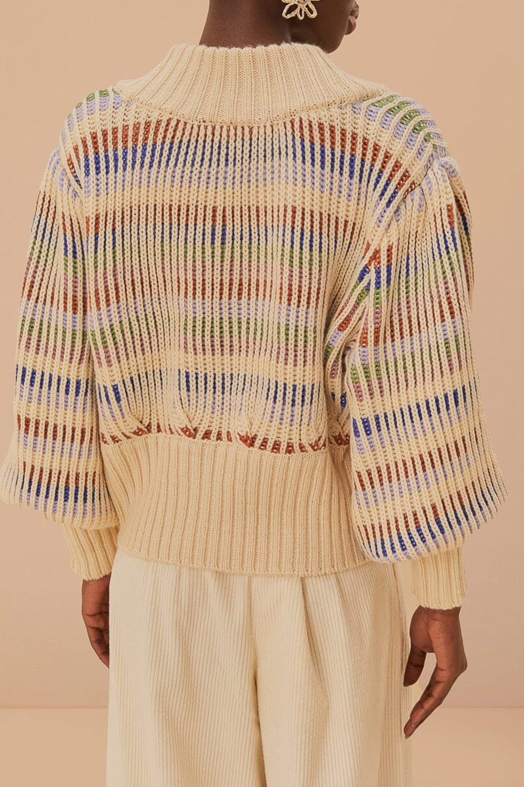Cardigan Bold Stitch à motif - Beige