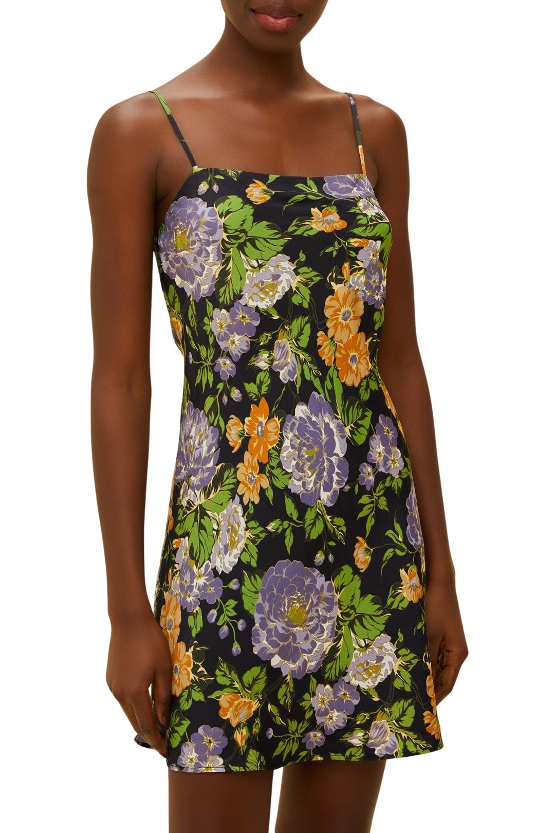Robe courte sans emmanchures à motif floral - Noir