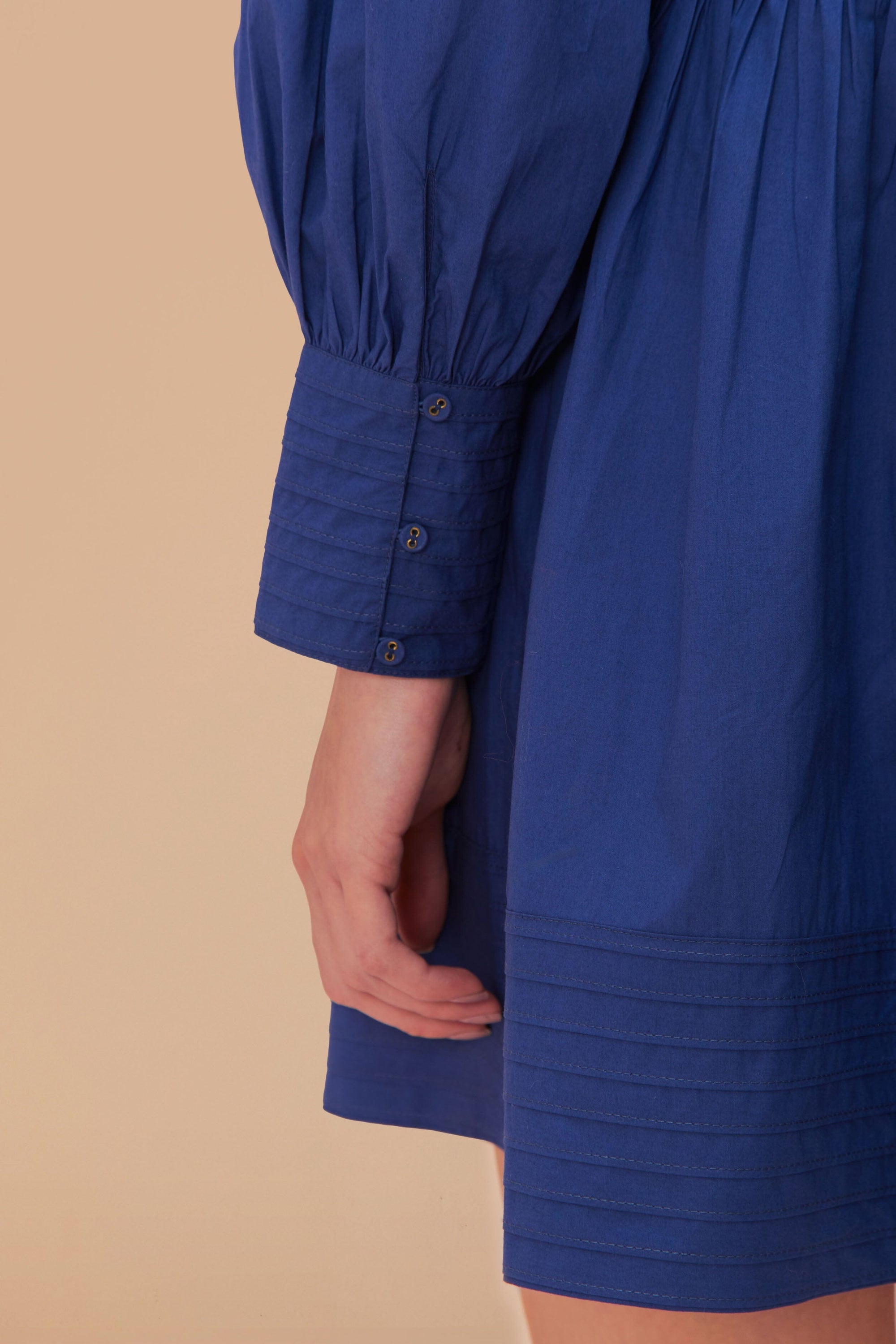 Robe courte à empiècement ouvert en coton - Bleu
