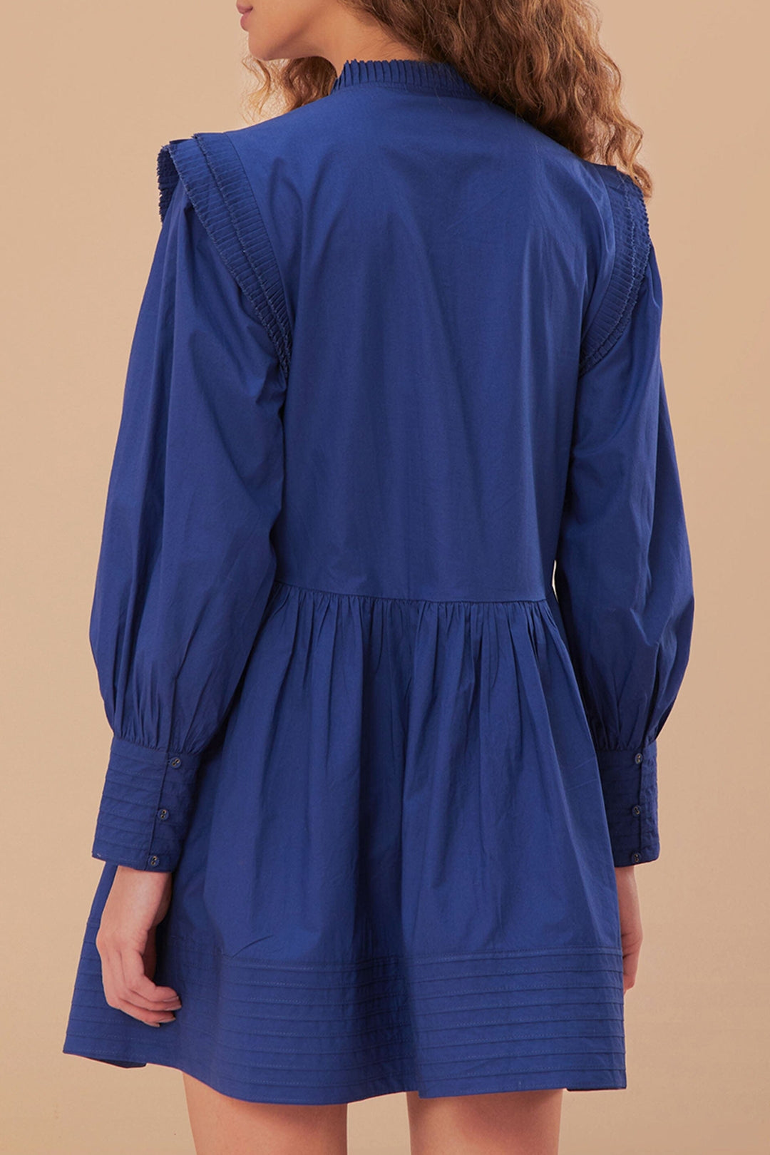 Robe courte à empiècement ouvert en coton - Bleu