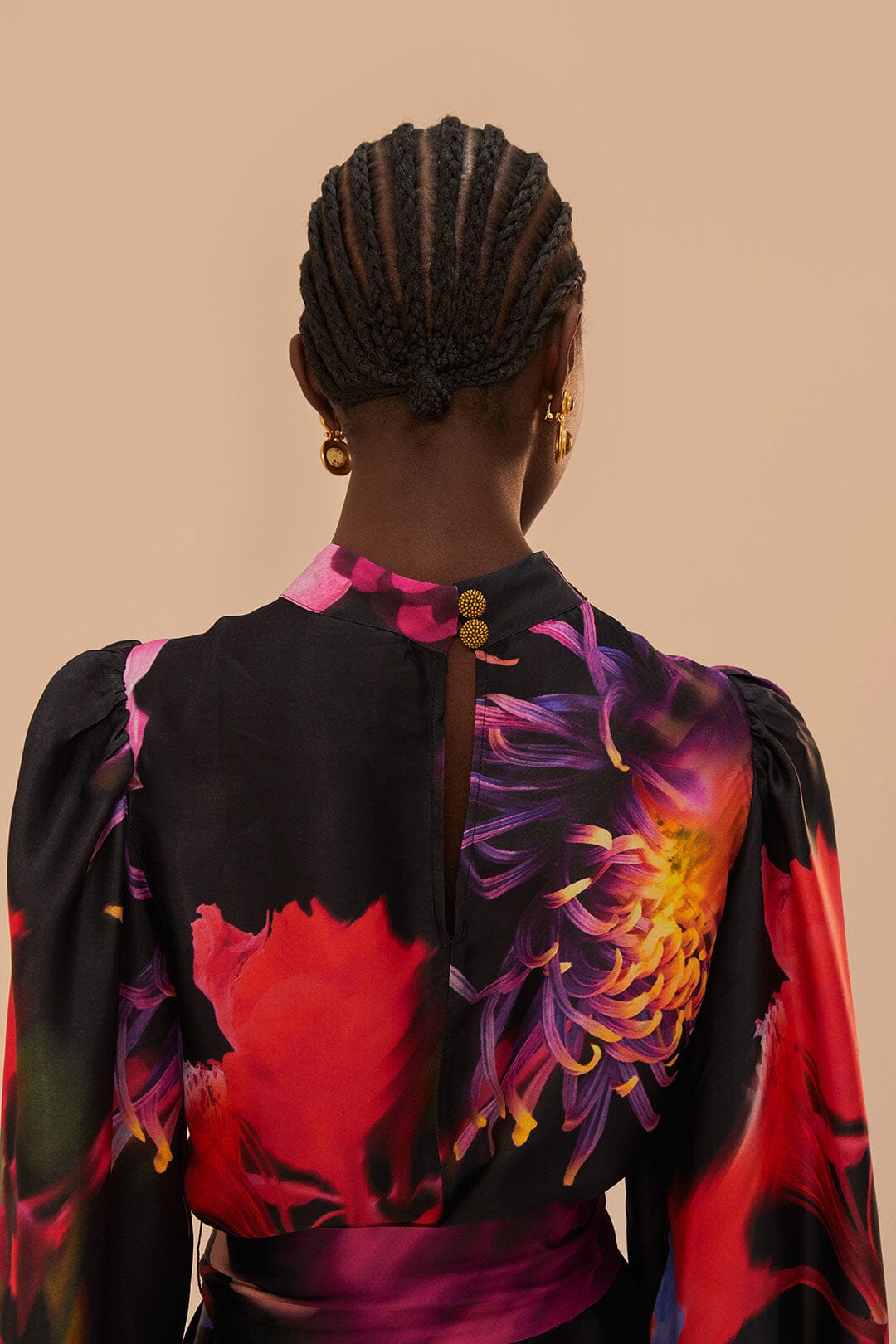 Robe courte à motif floral flou - Multicolore