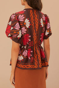 Blouse à manches courtes Miranda en coton - Marron