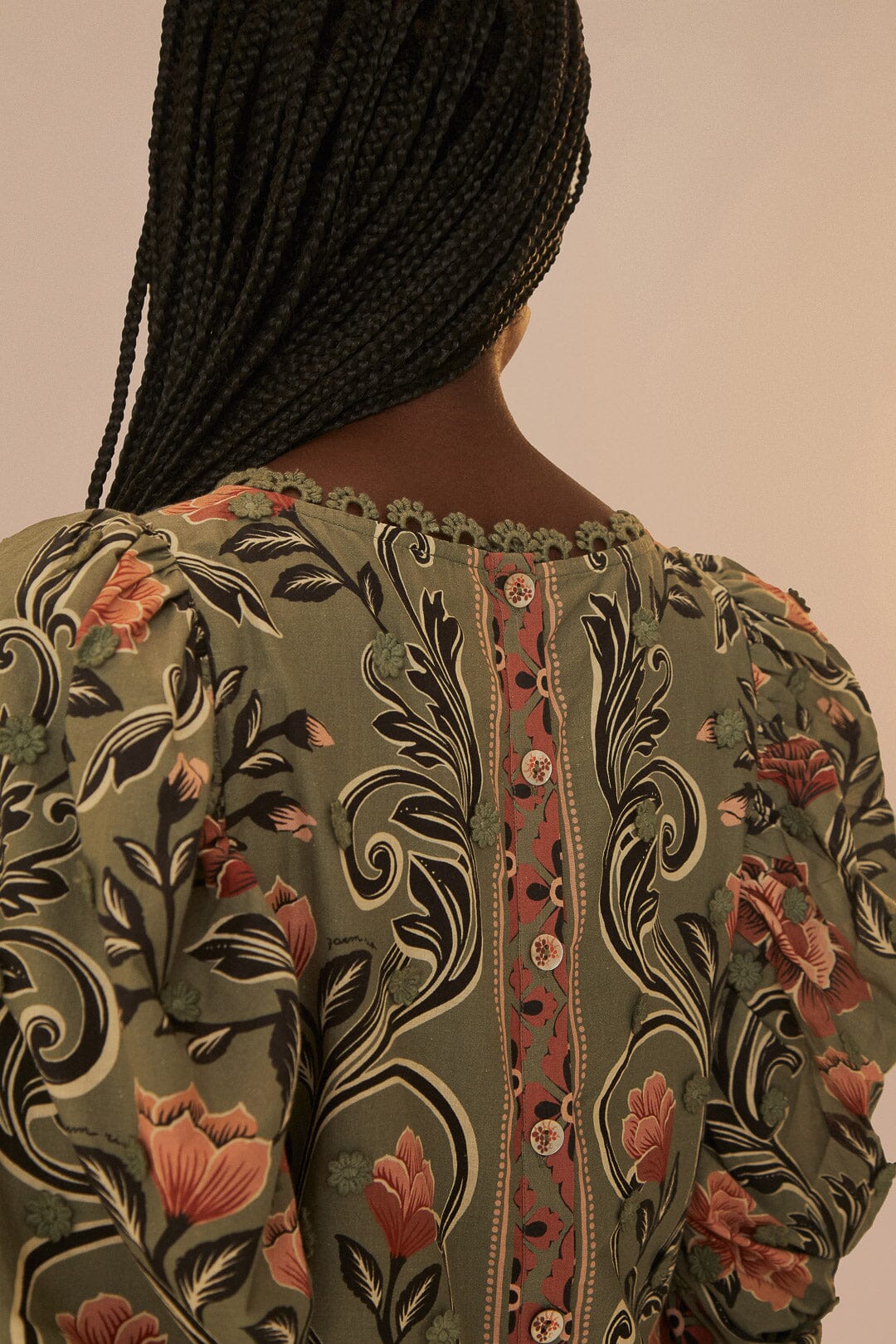 Blouse Arabesque Floral en coton - Vert