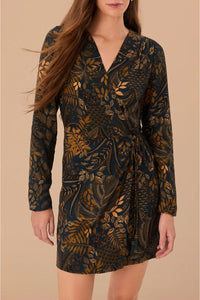 Robe courte portefeuille Dotted Forest - Noir