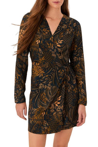 Robe courte portefeuille Dotted Forest - Noir