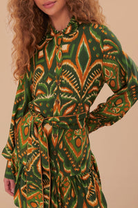 Robe courte Ikat Ananas - Vert