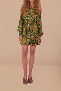 Robe courte Ikat Ananas - Vert