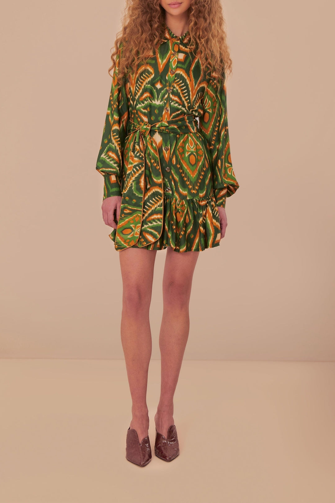 Robe courte Ikat Ananas - Vert