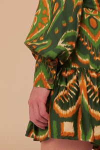 Robe courte Ikat Ananas - Vert