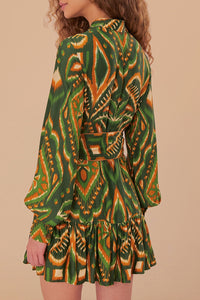 Robe courte Ikat Ananas - Vert