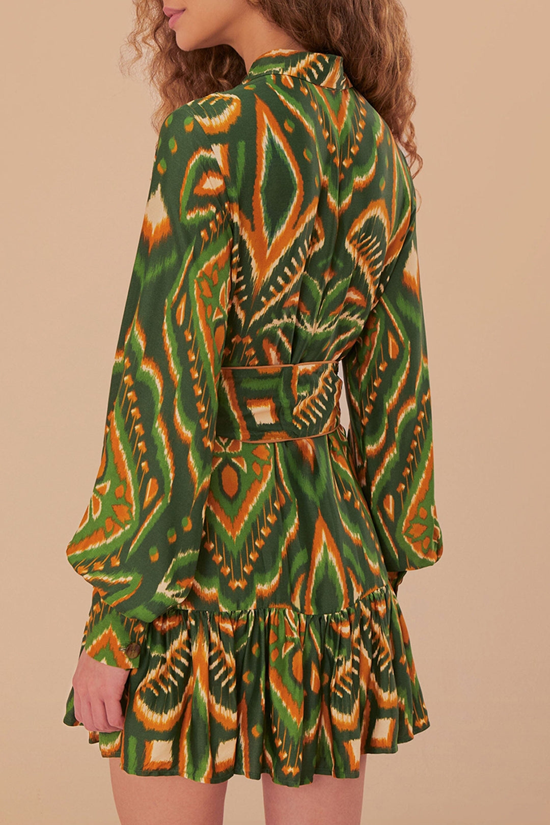 Robe courte Ikat Ananas - Vert