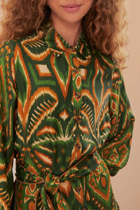 Robe courte Ikat Ananas - Vert