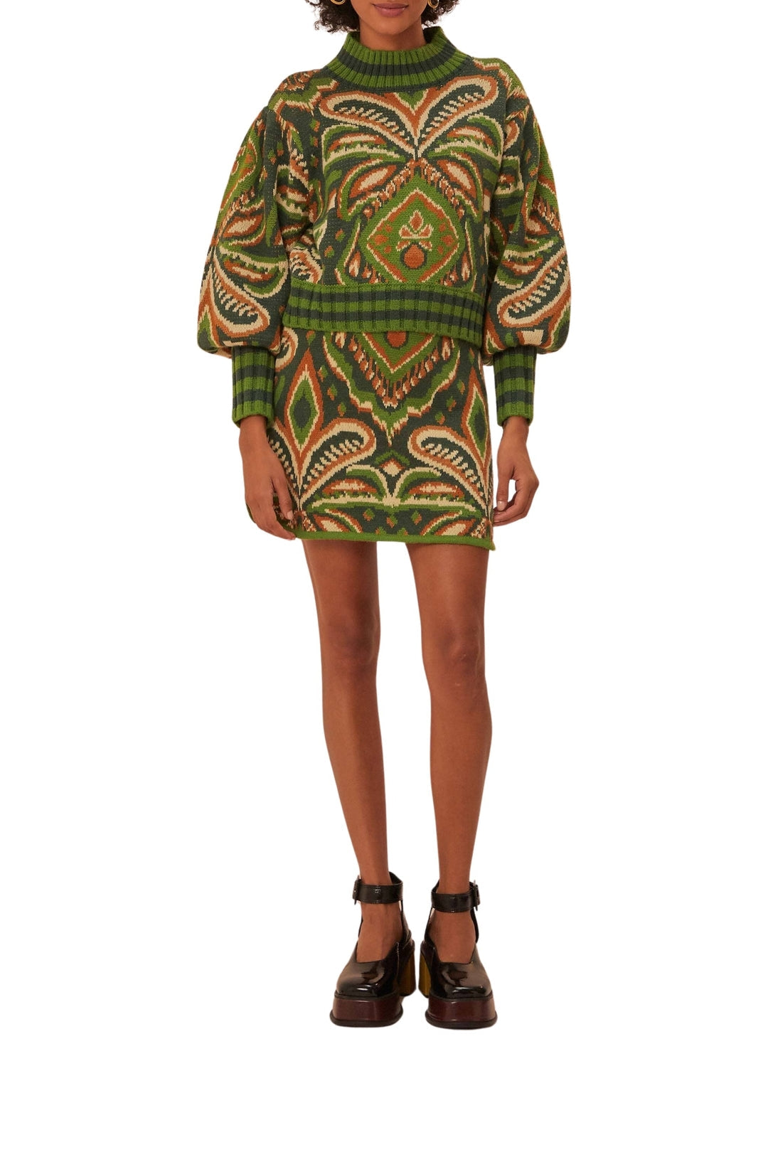 Jupe Ikat Ananas en maille - Vert