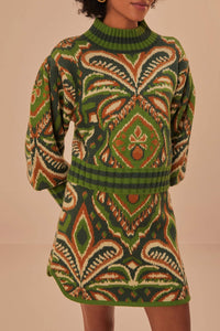 Jupe Ikat Ananas en maille - Vert