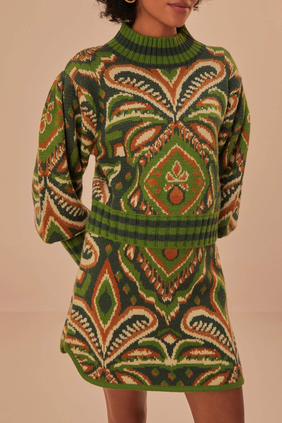 Jupe Ikat Ananas en maille - Vert