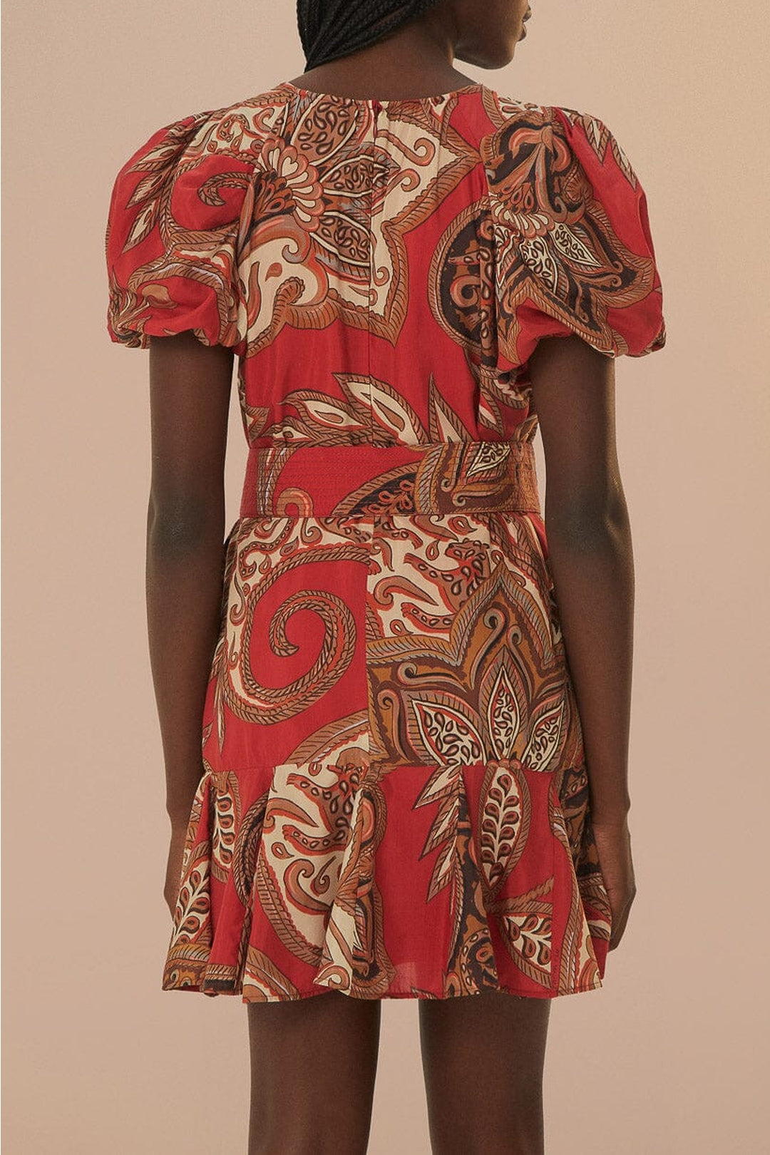 Robe courte à motif cachemire Léopard en coton - Bordeaux