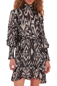 Robe courte à motif ikat Ananas - Noir